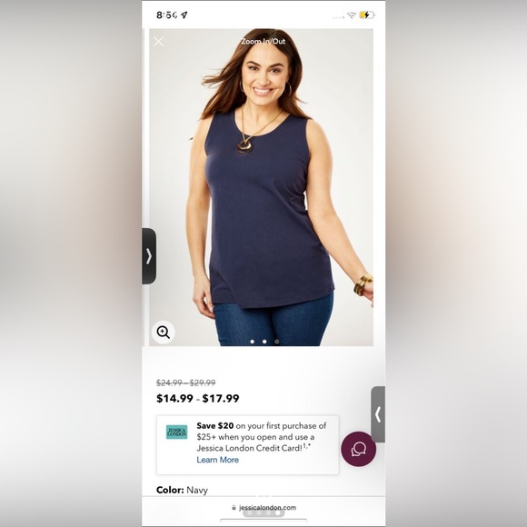 NWOT Jessica London Plus size Navy Blue scoop neck Cami Tank Top 3X 4X - Picture 4 of 4